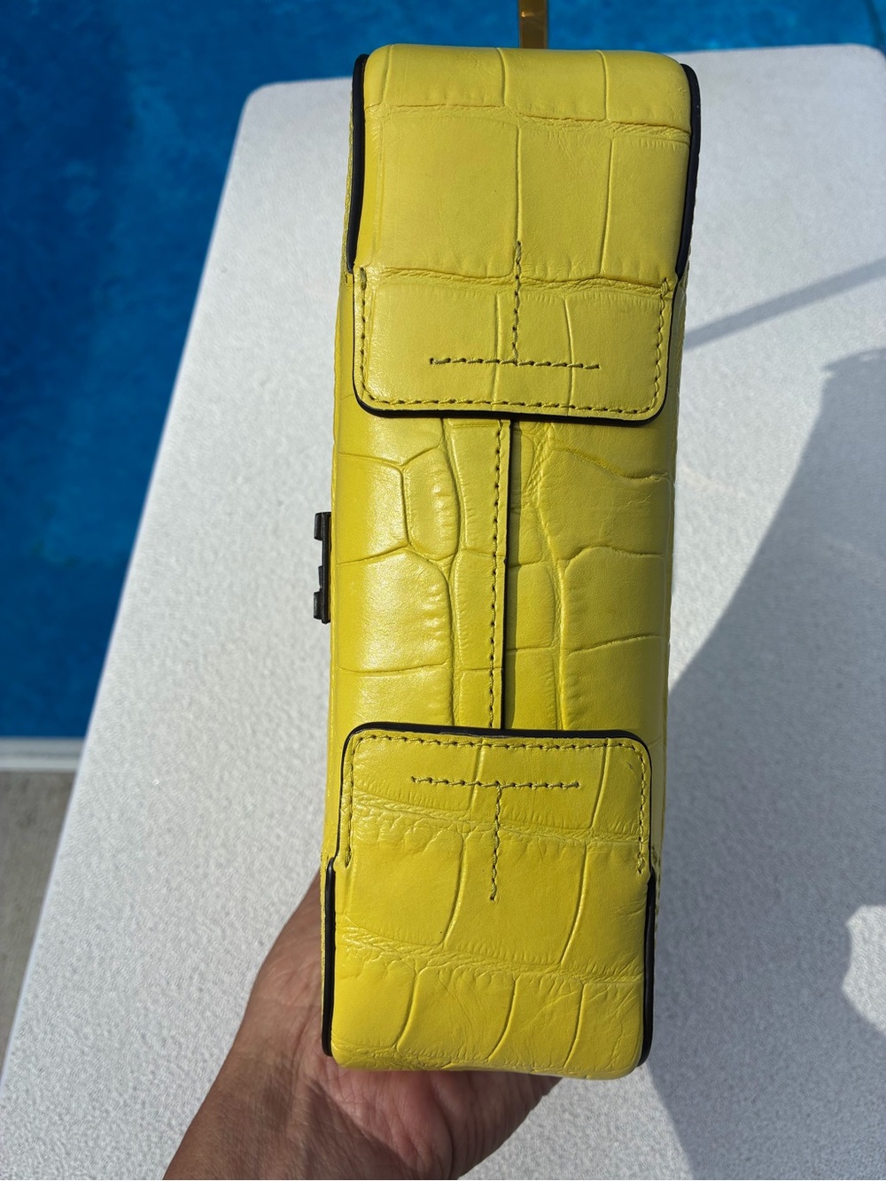 Furla Atena S Crossbody Yellow Croc Embossed Bag+2 Straps+Dust Bag - Picture 8 of 16
